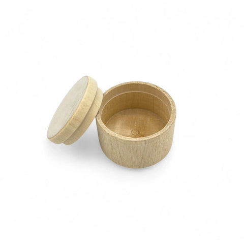 Toczona drewniana okrągła szkatułka 50 x 37 mm z pokrywką