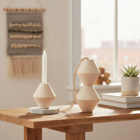 double cone turned wooden bead used in decorations