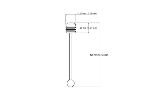 Rysunek techniczny drewnianej nabieraczki do miodu 13 cm