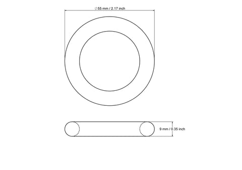 Rysunek techniczny drewnianego kółka do rękodzieła 55 mm