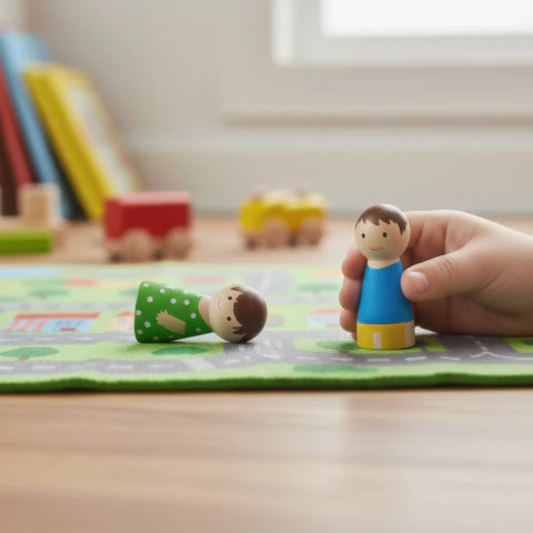 Colored 40 mm baby wooden peg dolls