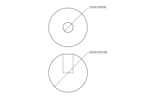 23 mm kasepuit tüüblikatted koos 6 mm hole