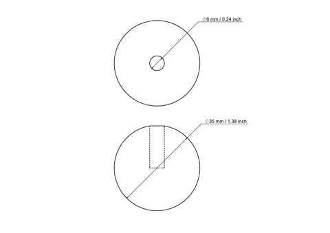 35 mm Birkenholz Dübelkappen mit 6 mm hole