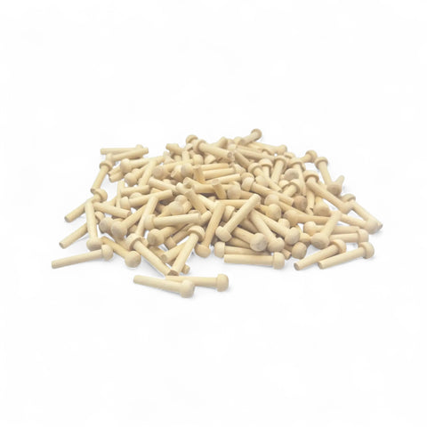 multiple 6 × 30 mm birch wood mushroom axle pegs