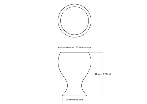 technische Zeichnung: 40 mm Holz vase