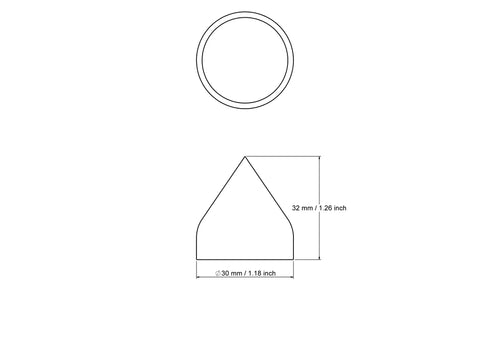 technische Zeichnung: 30 mm klein Holz dome Kappen