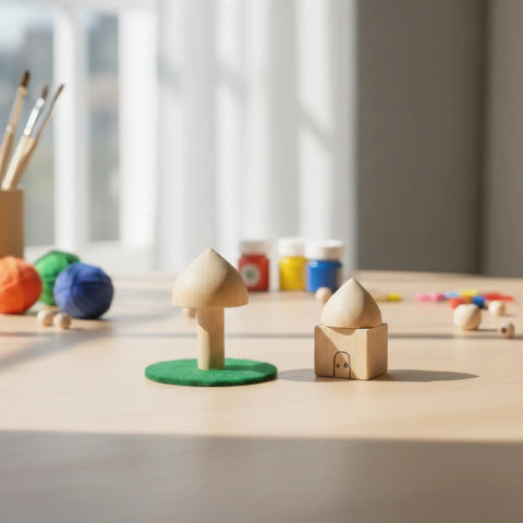 40 mm unfinished wooden dome cap used as a wooden toy component