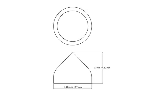 technische Zeichnung: 40 mm Holz dome Kappen
