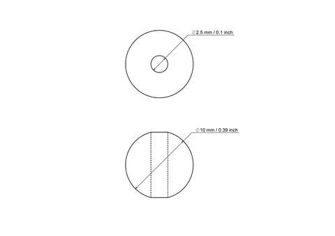 technische Zeichnung: 10 mm Birkenholz Perlen mit 2,5 mm hole