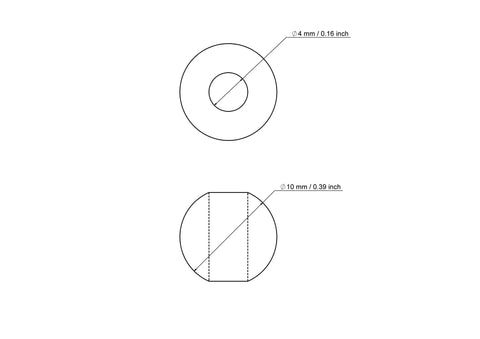 technische Zeichnung: 10 mm Birkenholz Perlen mit 4 mm hole