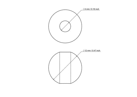technische Zeichnung: 12 mm Birkenholz Perlen mit 4 mm hole