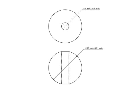 technische Zeichnung: 18 mm Birkenholz Perlen mit 4 mm hole