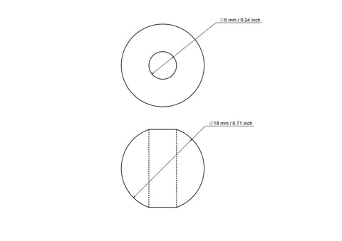 technische Zeichnung: 18 mm Birkenholz Perlen mit 6 mm hole