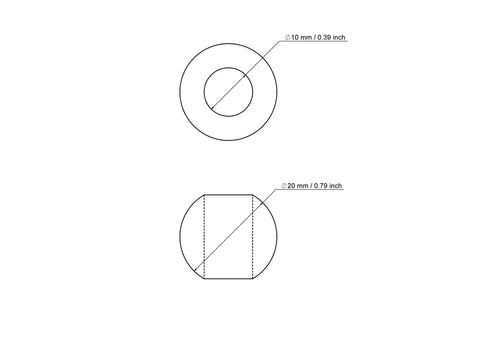 technische Zeichnung: 20 mm Birkenholz Perlen mit 10 mm hole