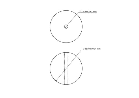 technische Zeichnung: 23 mm Birkenholz Perlen mit 2,5 mm hole