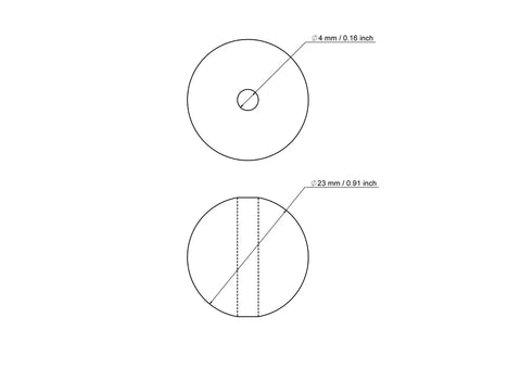 technische Zeichnung: 23 mm Birkenholz Perlen mit 4 mm hole