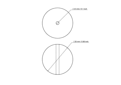 technische Zeichnung: 25 mm Birkenholz Perlen mit 2,5 mm hole