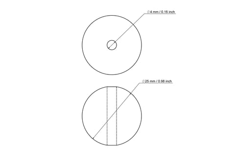 technische Zeichnung: 25 mm Birkenholz Perlen mit 4 mm hole