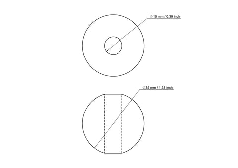 technische Zeichnung: 35 mm Birkenholz Perlen mit 10 mm hole