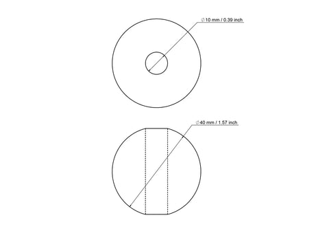technische Zeichnung: 40 mm Birkenholz Perlen mit 10 mm hole