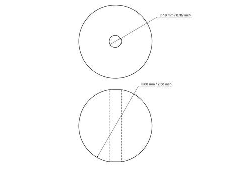 technische Zeichnung: 60 mm Birkenholz Perlen mit 10 mm hole
