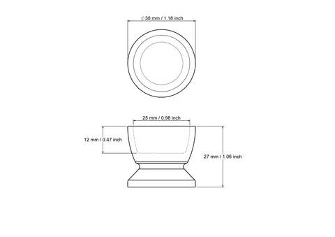 technische Zeichnung: 30 mm Holzeier Cup Holder