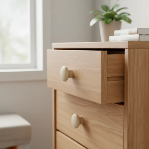 59 mm rund Holz Möbelknopf installed on cabinet door
