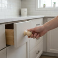 28 mm oval Holz Möbelknopf installed on drawer