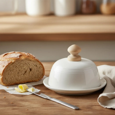 Ceramic butter dish mit 33 mm classic Holzmöbel Knöpfe handle