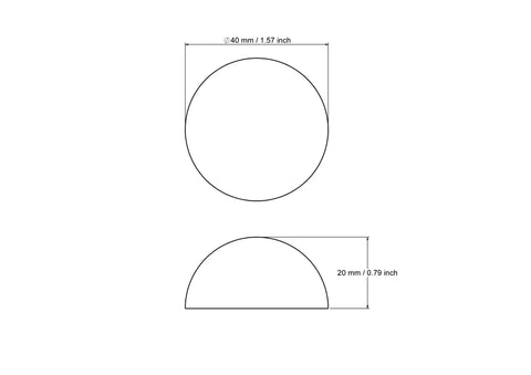 tehniline joonis: 40 mm split puidust kuulid