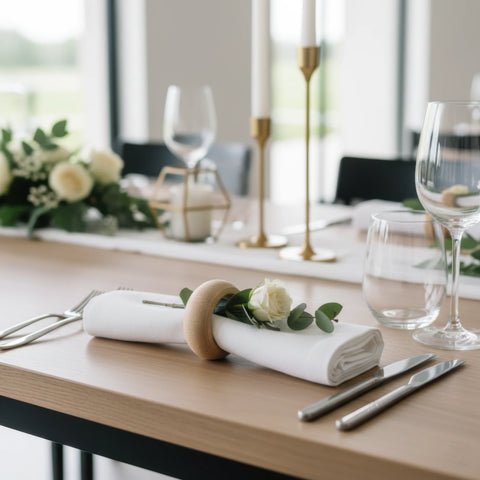 49 mm Birkenholz Serviette Ringe verwendet auf dining table